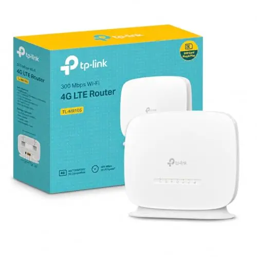 TP-Link TL-MR105 Routeur 4G LTE Jusqu’à 300 MB/s, 1 Port LAN/WAN, 1 Port LAN, Carte SIM de Tout Opérateur, Jusqu’à 32 appareils