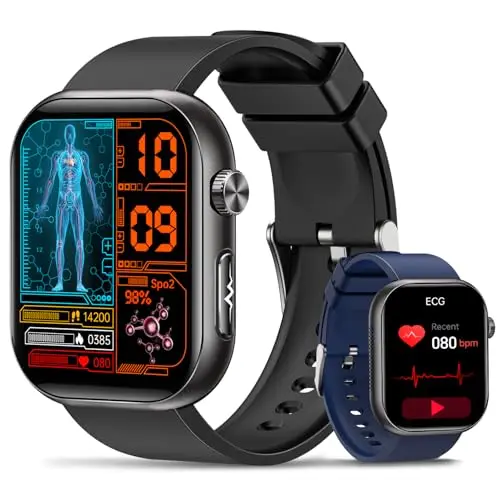 2026 Nouvelle Smartwatch Homme avec ECG, HRV, 𝐆𝐥𝐲𝐜é𝐦𝐢𝐞, Tension Artérielle, 1,97" AMOLED Montre de Santé avec Suivi 24H la Fréquence Cardiaque, SpO2, Suivi du Sommeil, IMC, iOS Android