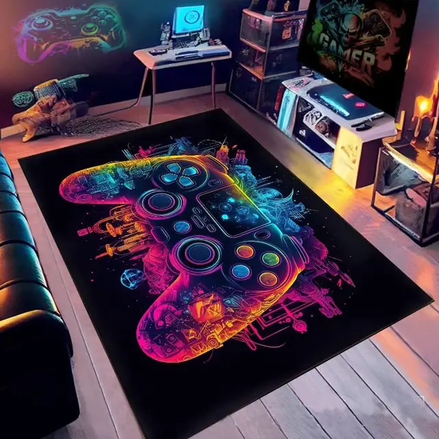 Tapis de jeu pour chambre de garçon, tapis coloré pour manette de jeu
