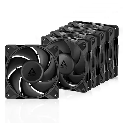 ARCTIC P12 Pro PST (5 Piéces) - Ventilateur Puissant et Haut de Gamme, Ventilateur PWM 120 mm avec Câble Répartiteur en Y, 600-3000 rpm, 0 rpm <5% PWM, Palier à dynamique des fluides, 4 Broches - Noir