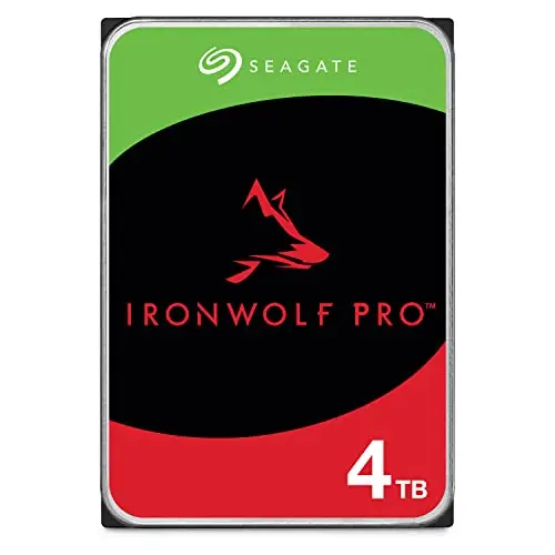 Seagate IronWolf Pro, 4 to, Disque Dur d'entreprise Interne NAS HDD – CMR, 3,5”, SATA 6 Gbits/s, 7 200 TR/Min, 256 Mo de mémoire Cache, Rescue Services (ST4000NT001)
