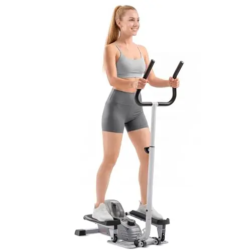 Sunny Health & Fitness Vélo Elliptique sous Bureau, Exerciceur Portable Assis ou Debout pour Personnes Âgées, à Domicile ou au Bureau, Option de Guidon, Band de Résistance ou Accès à l'App SunnyFit