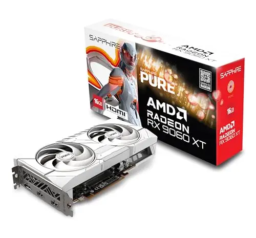Sapphire Technology Carte Graphique AMD Radeon RX 9060 XT Gaming OC Pure 16GB Double HDMI-DP
