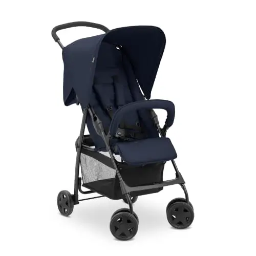hauck Poussette Compacte Citadine Sport - Ultra Légère Seulement 5,9 kg, Pliable et Inclinable, Jusqu'à 15 kg, Capote Pare-Soleil, Grand Panier 3 kg, Bleu Foncé