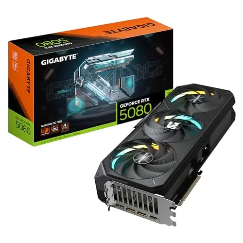 GIGABYTE GeForce RTX 5080 Gaming OC 16G Carte Graphique - 16GB GDDR7, 256 Bits, PCI-E 5.0, 2730MHz Core Clock, 3 x DisplayPort, 1 x HDMI, GV-N5080GAMING OC-16GD
