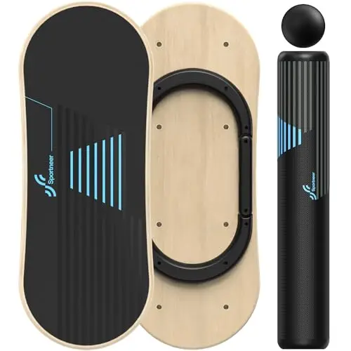 Sportneer Planche d'équilibre, 7 modes, planche à roulettes, planche d'équilibre de surf avec arrêts réglables – Scooter et balle de 7,1 cm inclus