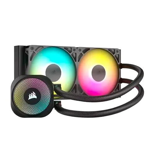 CORSAIR Nautilus 240 RS ARGB Refroidisseur Liquide pour CPU – 240mm AIO – Faible Bruit – Connexion Directe de Carte Mère – Intel LGA 1851/1700, AMD AM5/AM4 – 2X RS120 ARGB Ventilateurs Inclus – Noir