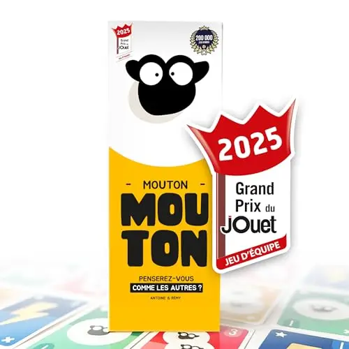 ATM Gaming Mouton Mouton - Jeu de Société Famille et Amis - Complétez Les Mêmes Réponses Que Vos Coéquipiers ! - Jeu d’Ambiance Drôle et Rapide - 3 à 9 Joueurs - Dès 12 Ans - Format Voyage