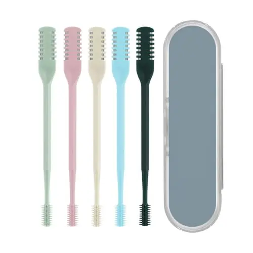 5Pcs 2-in-1 Tondeuse manuelle rotative à double face, coupe-poils nasal à 360° avec boîte de rangement, outil d'épilation de la narine pour hommes et femmes