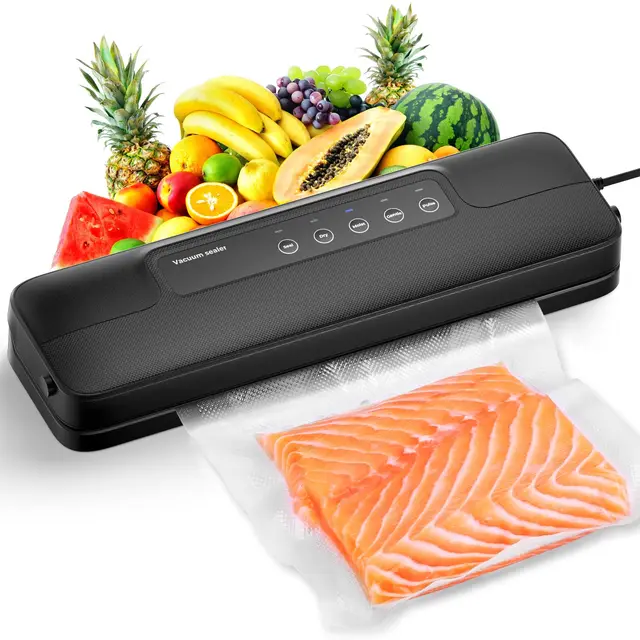 Machine Sous Vide Alimentaire 5 en 1, Appareil Sous Vide Alimentaire avec Mode Sec et Humide, 10 Sacs Sous Vide Inclus, Emballeur Sous Vide la Cuisine et la Conservation, Noir