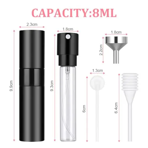 ACWOO Mini Atomiseur Parfum, 8mL Vaporisateur Vide de Sac Rechargeabl, Recharge Spray Flacon de Parfum, Bouteille Vaporisateur de Parfum de Voyage, Empty Portable Travel Spray Flacon de Parfum