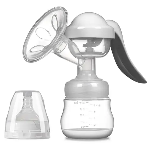Tire-lait Manuel en Silicone 150 ml Sans BPA, Pompe Ergonomique Aspiration Réglable, Recueil Lait Portable pour Allaitement, Idéal Accessoire Voyage Maman