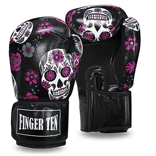 FINGER TEN Gants de Boxe Femme Entraînement Simili Cuir