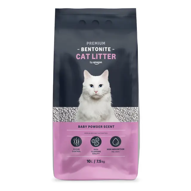 by Amazon Litière pour Chat Premium avec Bentonite, Parfum Talc, 10L (1 Paquet) (Anciennement sous la Marque Lifelong, Même Produit)