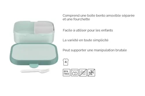 Mepal - Boîte à Déjeuner Campus - Lunch Box Bento pour Enfants - Boite Repas avec Compartiment Bento - Fermeture à Clip - Sans BPA et Compatible au Lave-Vaisselle - 750 ml - Cool pink