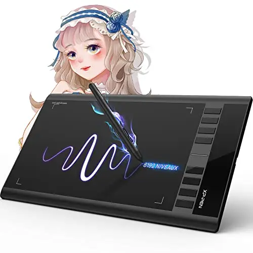 XP-Pen Star03V2 Tablette Graphique 12 Pouces avec Stylet Passif 8192 Niveaux et 8 Raccourcis Pallette Dessin Numérique - Compatible avec Windows Mac Chromebook