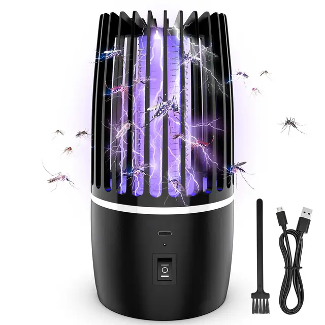 Lampe Anti Moustique Électrique UV 365nm, Piège à Moustiques 4000mAh, Silencieuse avec Veilleuse, Utilisation intérieur et extérieur