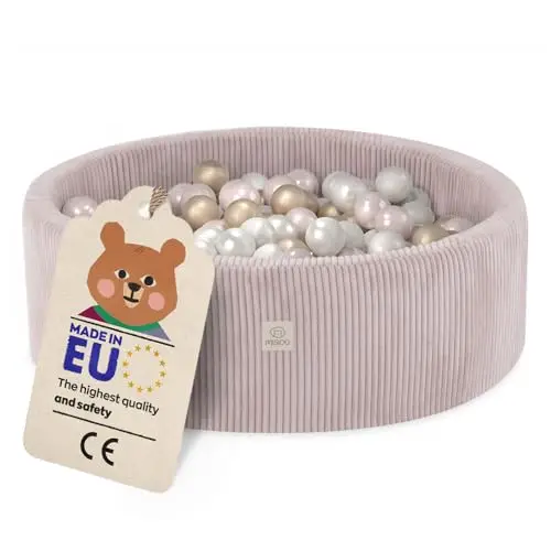 MISIOO Piscine à balles avec Rembourrage en Mousse – 90 x 30 cm – 200 balles pour Piscine à balles – Balles de Piscine de qualité supérieure pour Enfants – Jouet Doux et sûr – Lavable