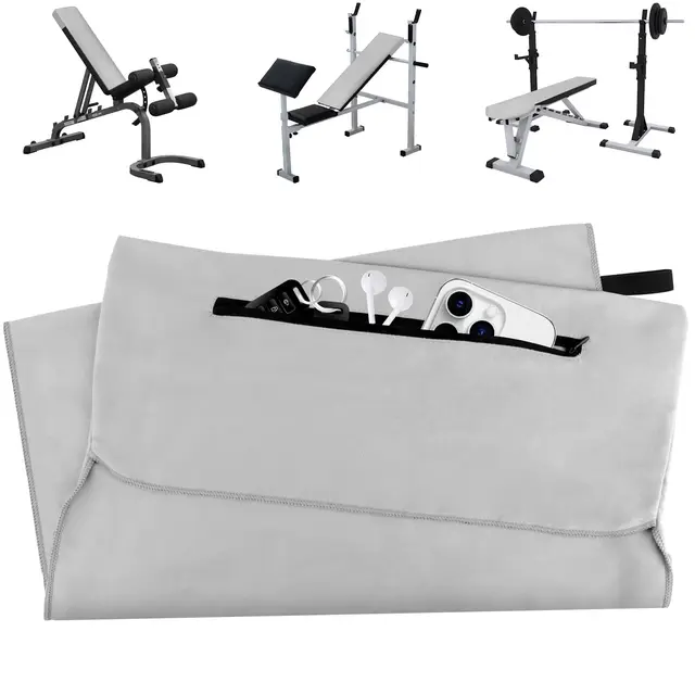 Serviette de Fitness, 120 x 50 cm Serviette Microfibre de Sport, Serviette de Gym avec Poche Zippée,pour Le Sport la Plage la Randonnée