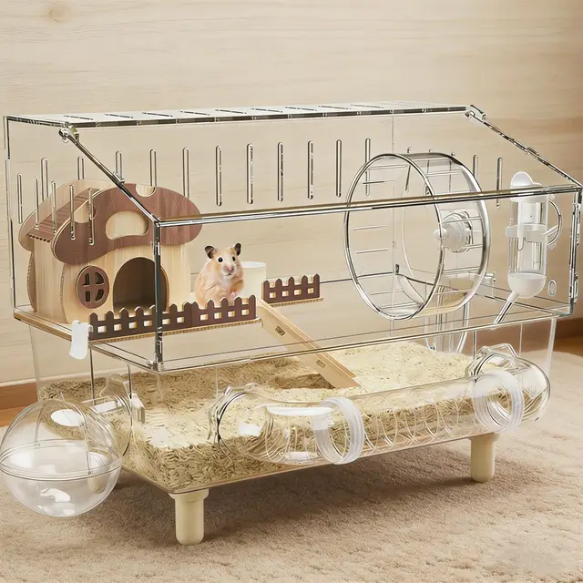 liropau cage hamster acrylique 2 niveaux
