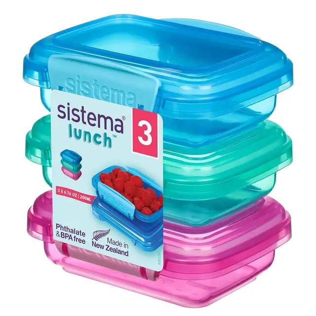 Sistema Lunch boîtes alimentaires | 200 ml | Petits pots à collation | Couleurs assorties | Lot de 3