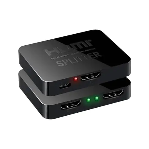 HDMI Splitter 1 in 2 Out - 4K Répartiteur hdmi 1 entrée 2 Sorties pour TV Moniteur Prise en Charge 4K@30Hz 1080P@60Hz 3D 1 Input 2 outputs Idéal pour Bureau à Domicile Jeux présentations