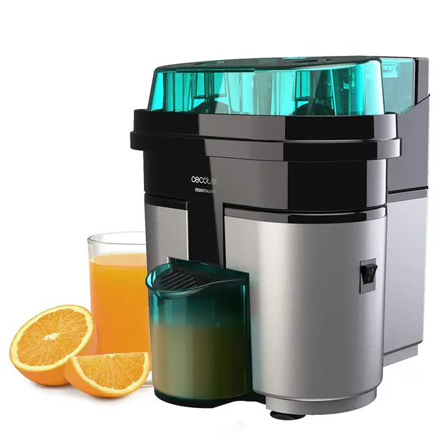 Cecotec Presse-agrumes électrique EssentialVita Twice Black. 90 W, Double tête et coupeur, Filtre pour pulpe, Verre 500 ml, Pièces lavables au lave-vaisselle