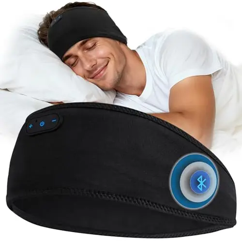 LC-dolida Bandeau Bluetooth Écouteurs Casque de Sommeil,Cadeaux pour Homme Femme,Les Mains Libres, Casque Dormir Doux avec Ultra-Fins HD Stéréo pour l'entraînement,Voyage,méditation,Yoga et détente