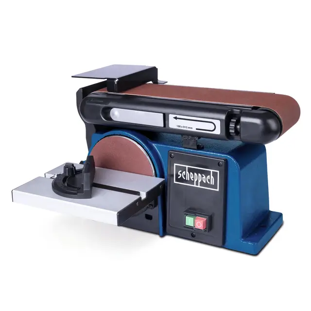 Scheppach Ponceuse à Bande et à disque BTS800 | Puissance 370W | Longueur de bande 715mm-Largeur 100mm | Plateau de Ponçage Ø150mm | Table d'appui réglable de 90°à 45° | Vitesse 7,5m/s