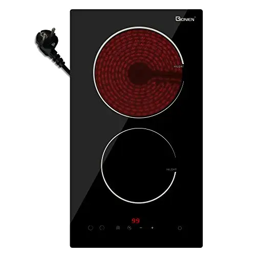 Plaque Vitrocéramique 2 Feux 30cm Encastrable,Table de cuisson vitrocéramique 2 zones,Cuisinière électrique 2900W