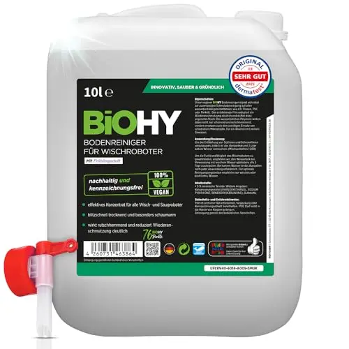 BiOHY Nettoyant pour sols pour robots de nettoyage avec une senteur fraîche de printemps (Bidon de 10l) + Robinet | Concentré de nettoyant pour tous les robots de nettoyage (Wischroboter Frühling)