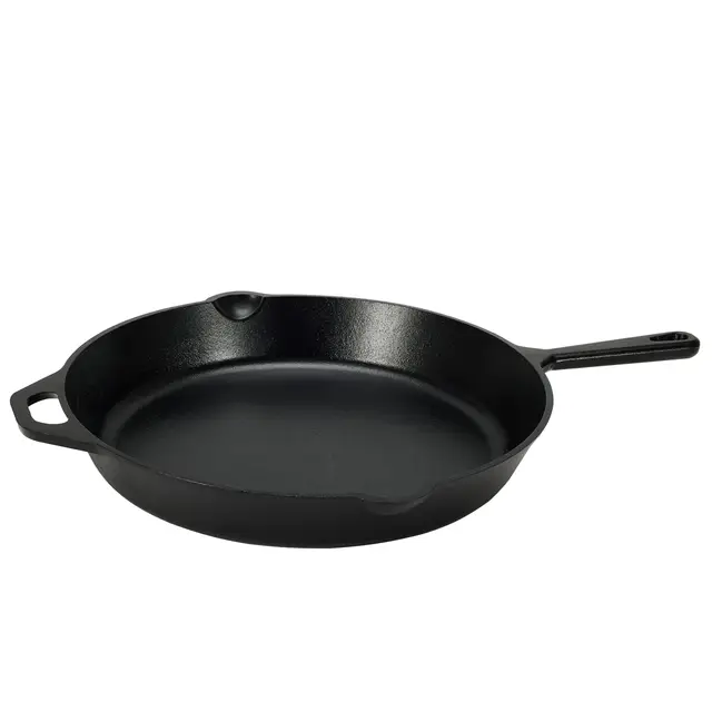 Amazon Basics Poêle à frire en fonte pré-enduite, 38.9 cm, Noir