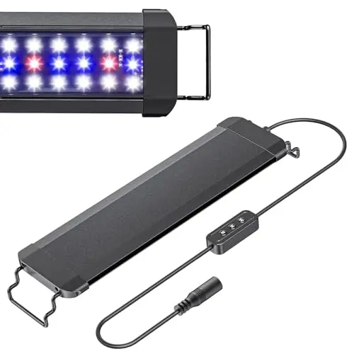 Pawfly Lampe d'aquarium pour plantes, 11 W lumière pour aquarium, spectre complet pour bacs de 30 à 45 cm, lampe LED extensible avec modes jour/nuit & luminosité réglable pour eau douce