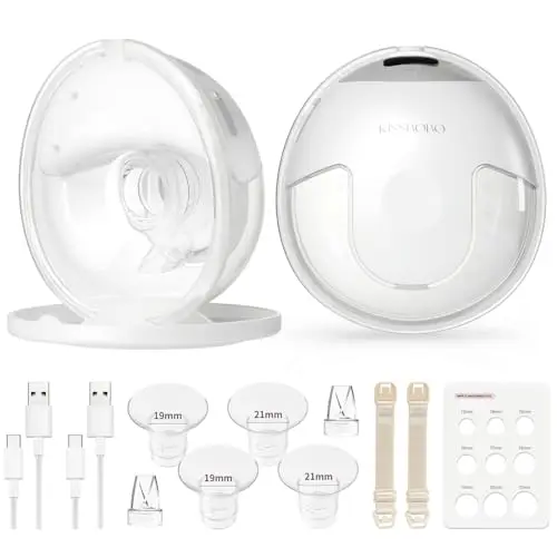 KISSBOBO K5 Tire-lait Électrique, 4 Modes 19 Niveaux, Tire-lait Électrique Mains Libres, Forte Succion de 280mmHg, Aide les Mamans à Allaiter en Toute Sérénité(Blanc/2PCS)