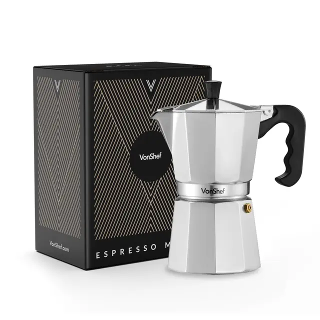 VonShef Cafetière Moka Aluminium 6 Tasses 300 ml