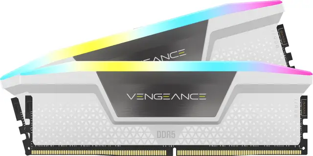 CORSAIR Vengeance RGB DDR5 RAM 32Go (2x16Go) Jusqu'à 6000MHz CL36 Intel XMP Mémoire Informatique Compatible iCUE - Blanc (CMH32GX5M2E6000C36W)