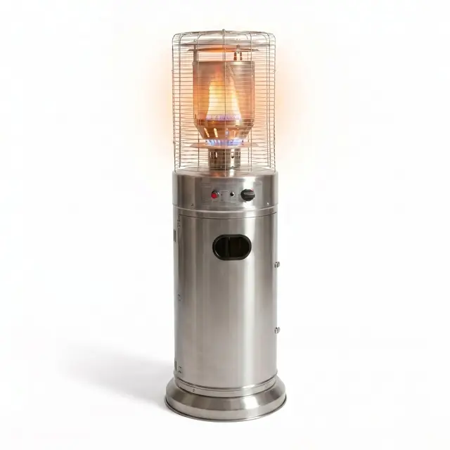 Parasol Chauffant à Gaz Salong Inox HEAT - Chauffage de Terrasse Extérieur Puissant - Réflecteur Haute Performance, 30 mbar - Idéal pour Jardin, Terrasse et Café