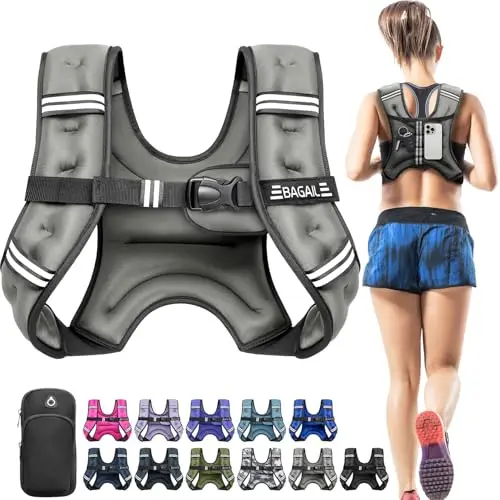 Bagail Gilet Lesté Pour la Musculation, Taille Ajustable, Poche Pratique, Gilet Lesté en Sable de Fer, Idéal Pour les Séances de Gymnastique, le Yoga et les Exercices d'Aérobic