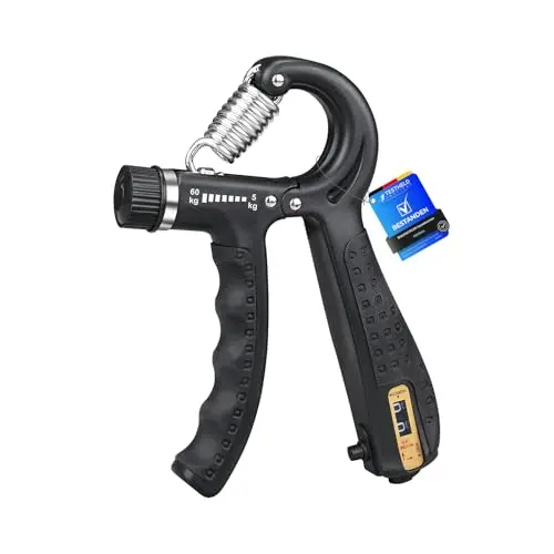 GRIFEMA GA5003, Hand Grip, Grip Musculation avec Compteur, Résistance Réglable 5-60kg, pour Athlètes et Exercices de Récupération de la Main, Noir