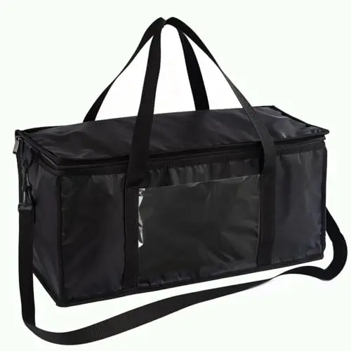 Grand Sac Isotherme Pliable 60 L, Noir Sac Isotherme Courses, Réutilisable Pliable 60X40X25cm Sac Pique Nique, pour Extérieur Pique-Nique, Camping, Plage, Barbecue, Courses, Voyage, Faire la Fête