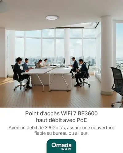 TP-Link Omada EAP720 Point d'accès WiFi 7 BE3600 planfonier, Double Bande 4 Flux, 1 Port 2.5 Gigabit Support PoE+, Couvre jusqu'à 140㎡, 250+ Clients simultanés, Itinérance Transparente, Omada Mesh