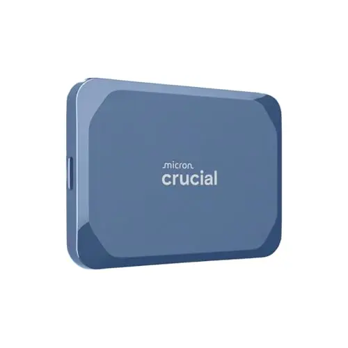 Crucial X10 4To Disque SSD Externe Portable, Jusqu’à 2100Mo/s, USB-C 3.2 Gen2, Résistance à la poussière et à l'eau classée IP65, Disque Dur Externe, Bleu Mat - CT4000X10SSD9-02