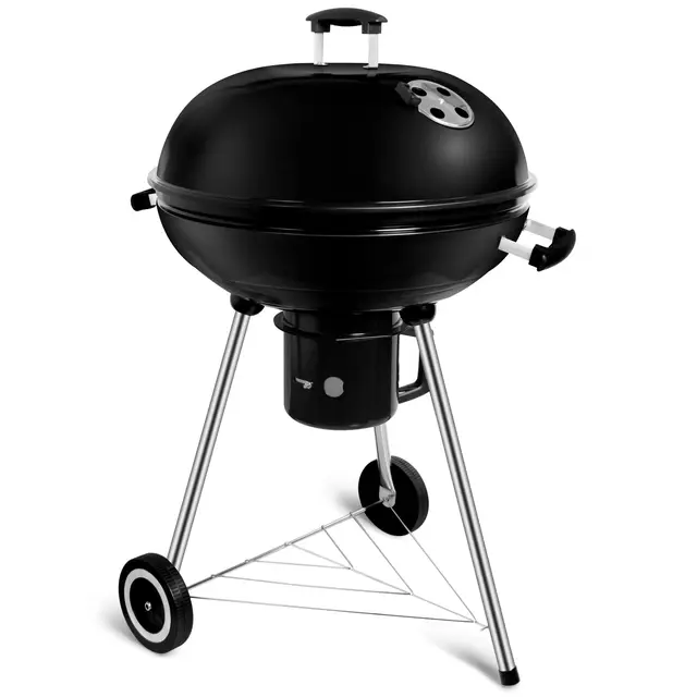 Barbecue à Charbon Rond dia. 57cm BBQ Mobile Barbecue Grill Portable de Jardin, avec Couvercle et 2 Roues - 60 * 57 * 82cm