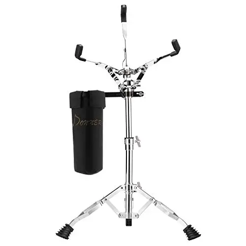 Pied de Caisse Donner Drum Stand claire réglable à double renfort avec support de baguette, convient pour 10'' - 14'' caisse claire/pad de batterie
