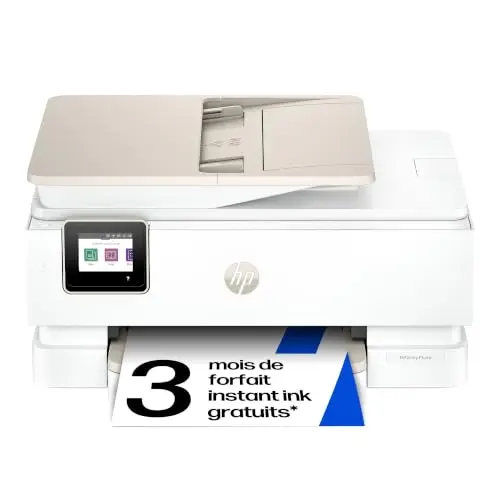 HP Envy Photo 7930, imprimante Multifonction Jet d’Encre Couleur A4, Wi-FI Double Bande, Impression Recto Verso Automatique, ADF de 35 Feuilles, bac Photo, 3 Mois d’Instant Ink, Blanche