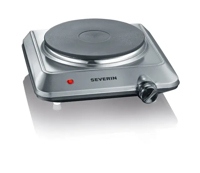 SEVERIN Plaque de cuisson électrique 1 500 W, Plaque de cuisine idéale pour logement étudiant, dans le jardin ou au camping, Plaque électrique au thermostat réglable en continu, inox, KP 1092