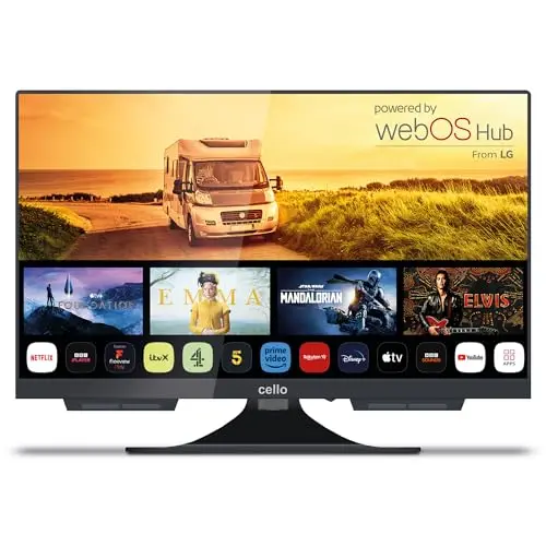 Cello C1924WS Smart TV 19 Pouces 12V pour Camping-Car, Caravane et Fourgon Aménagé, WebOS, Netflix, Bluetooth