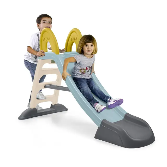 Feber Toboggan avec Eau, Bleu/Jaune/Beige, 161 x 71 x 103 cm, Marches Antidérapantes, pour Enfants de 2 à 7 Ans, Max 30 kg