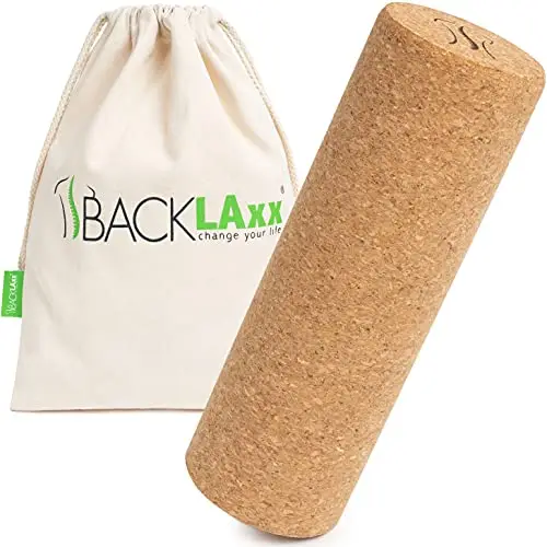 BACKLAXX ® Rouleau en Liège | Rouleau de Massage Musculaire pour Dos et Colonne Vertébrale | Sans Substances Nocives | Antibactérien | Vidéos d’Instructions Incluses
