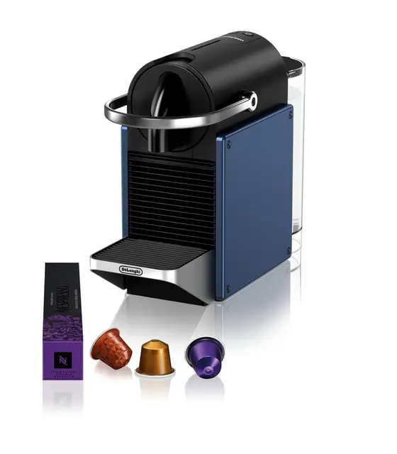 Nespresso De'Longhi Machine à Café Pixie Bleu, 19 Bars + Kit de Bienvenue, Design Compact, Expresso et Lungo, Arrêt Automatique, EN127.BL